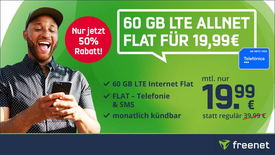 60 GB LTE Allnet Flat für 19,99€