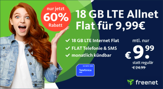 18 GB LTE Allnet Flat für 9,99€