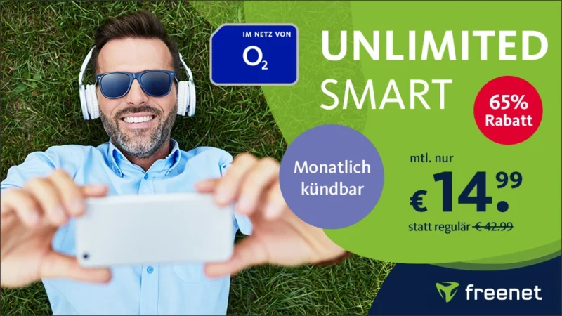 Unbegrenzt Datenvolumen für 14,99€ mtl. | monatlich kündbar | Allnet-Flat | mit VoLTE, WLAN Call, EU-Roaming