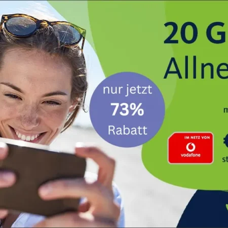 20 GB LTE Datenvolumen mit Allnet-Flat für nur 9,99€ mtl. im Vodafone-Netz | mit VoLTE, WLAN Call, eSim