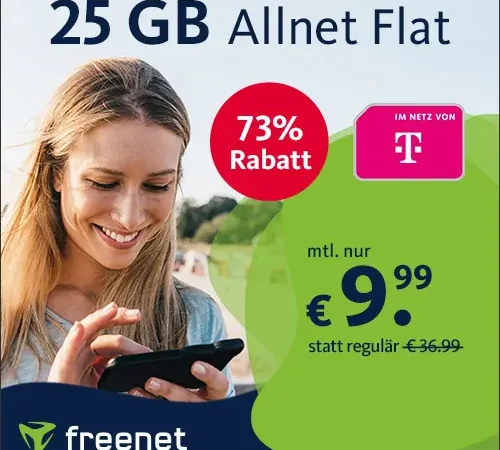 25 GB im Telekom-Netz für 9,99€ mtl. im Telekom-Netz | Allnet-Flat | eSim | WLAN Call, VoLTE