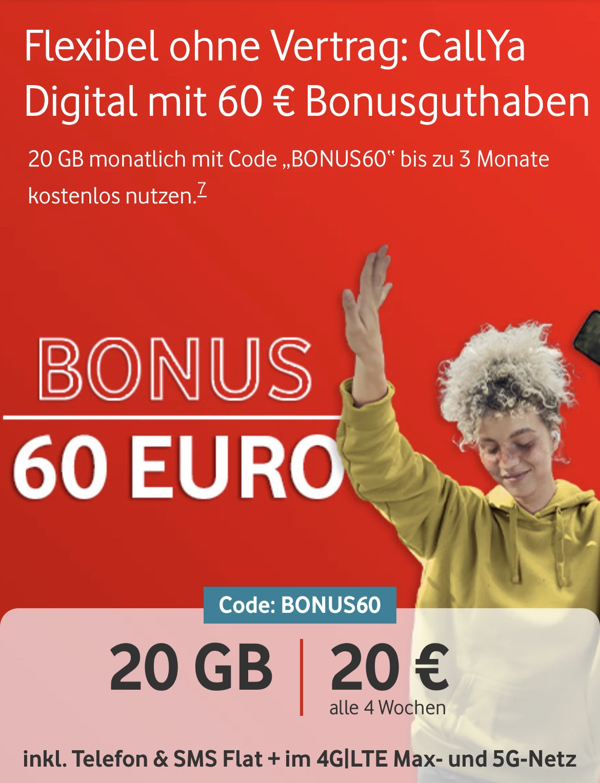 CallYa Digital - die 20 GB Prepaid-Freikarte für 12 Wochen gratis 