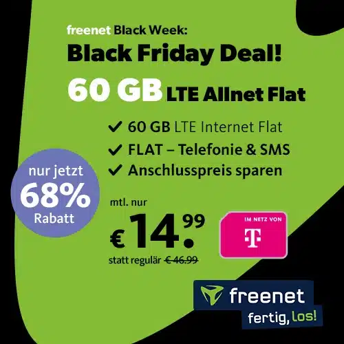 Black-Friday Deal bei Freenet: 60 GB für nur 14,99€
