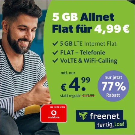 5 GB für 4,99€ l Vodafone-Netz l Telefonie-Flat