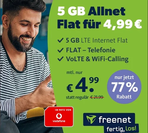 5 GB für 4,99€ l Vodafone-Netz l Telefonie-Flat