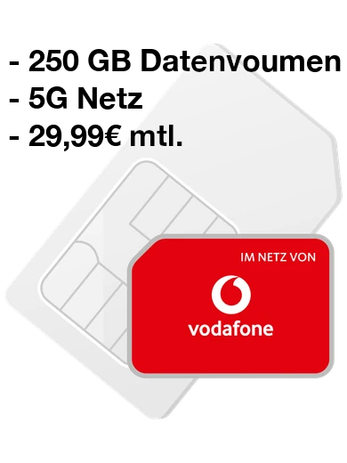🔥250 GB im Vodafone-Netz mit 5G für 29,99€ | GigaMobil M | 500 Mbit/s | eSIM, Allnet-Flat, EU-Roaming