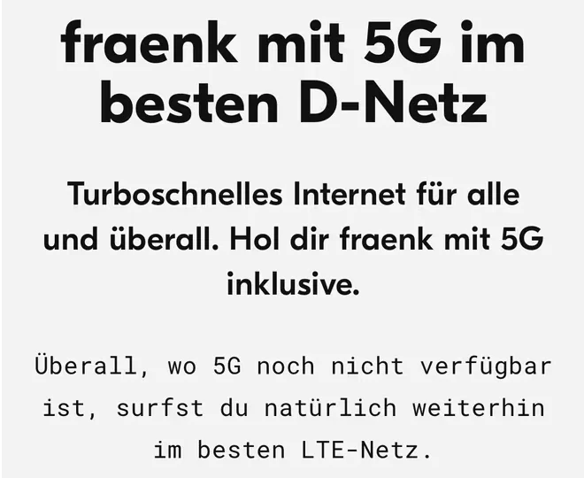 Fraenk führt 5G ein – Telekom Netz