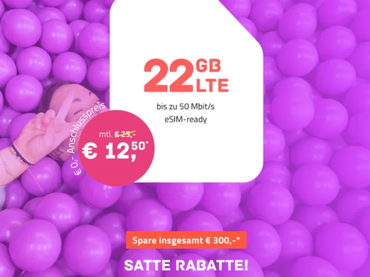 22 GB im Telekom-Netz für 12,50€ mtl. | Allnet-Flat | 50€ Bonus | eSim, WLAN Call, VoLTE bei HIGH-Mobile