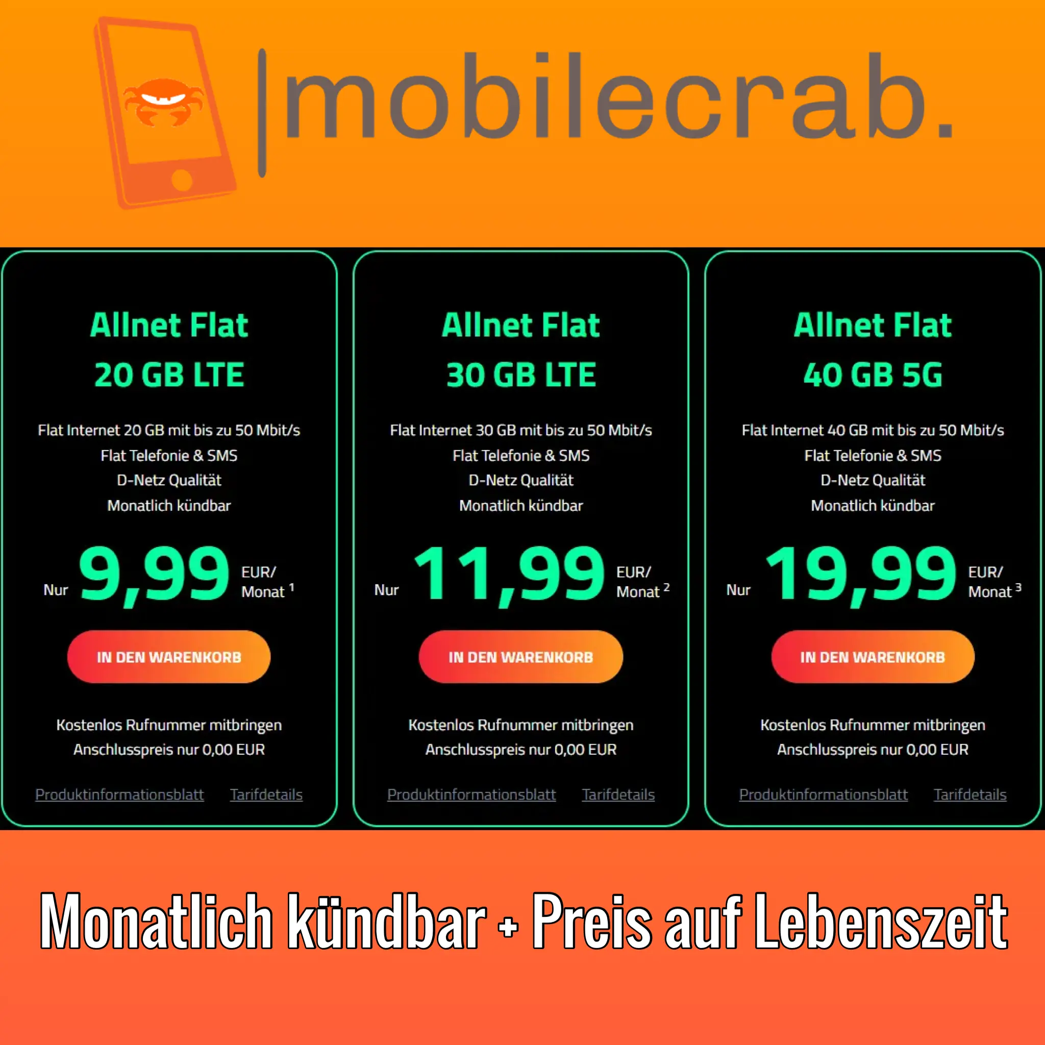 🔥Monatlich kündbar & Preis auf Lebenszeit im Vodafone-Netz: 20 GB für 9,99 € | 30 GB für 11,99€ | 40 GB + 5G für 19,99 € bei Dr. Sim
