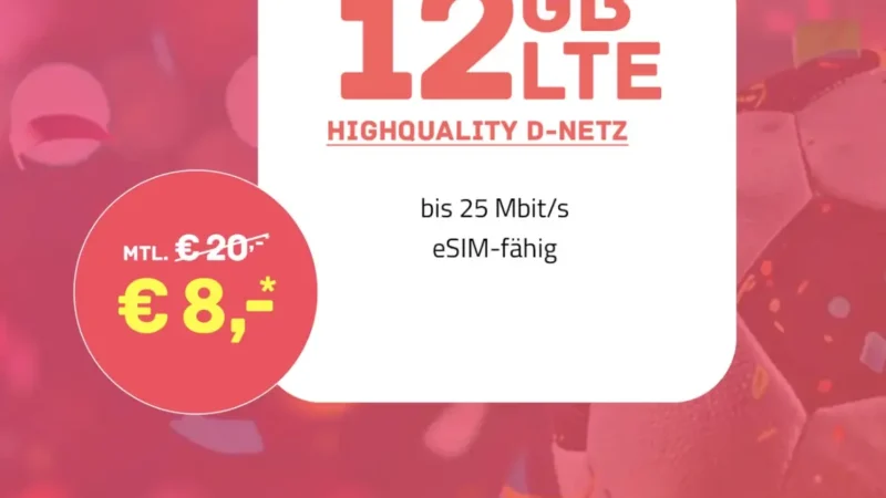 Telekom-Netz: 12 GB für 8€ mtl. mit Allnet-Flat, eSim, WLAN Call, VoLTE | HIGH-Mobile