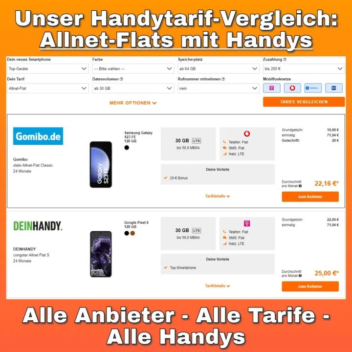 🔎📱Unser Handytarif Allnet-Vergleich mit Endgerät | Alle Anbieter, Alle Tarife & Alle Handys