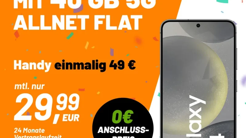 Samsung Galaxy S24 + 40 GB im 5G Vodafone-Netz für 29,99€ mtl. + einm. 49,99€ | Telefonie- und SMS-Flat | Klarmobil