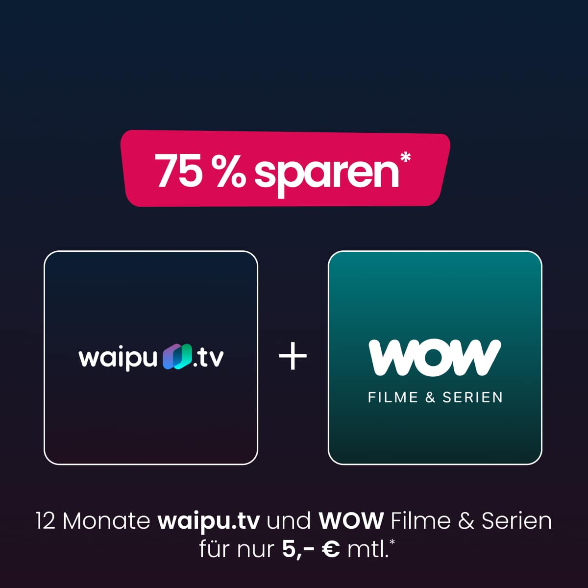 waipu.tv Perfect Plus + WOW Filme & Serien für 5€ mtl.