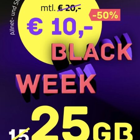 25 GB im 5G Telekom-Netz für 13€ mtl. | 40 GB für eff. 15,83€ | 40GB für eff. 12,92€ | Monatlich Kündbar | BLACK WEEK bei HIGH Mobile