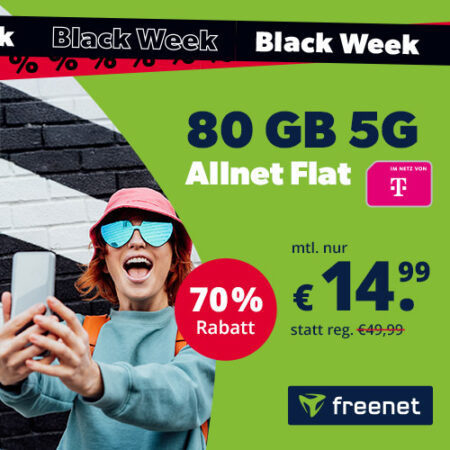 🔥80 GB im 5G Telekom-Netz für 14,99€ mtl. | Allnet- & SMS-Flat | Black Friday bei Freenet | HAMMER PREIS! 🔥