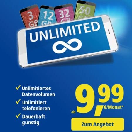 Unbegrenzt Datenvolumen: 1&1 Unlimited Tarife ab 9,99€ mtl. | 5G-Netz | 1&1- & Vodafone-Netz | Allnet & SMS Flat | On-Demand-Tarife | Bis zu 300 Mbit/s |