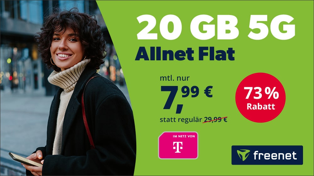 20 GB im 5G Netz von Telekom für nur 7,99€ im Monat!