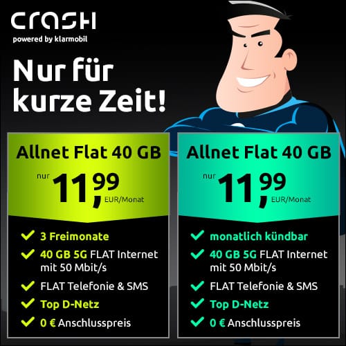 40 GB für 14,99€ bei Crash im Vodafone 5G Netz