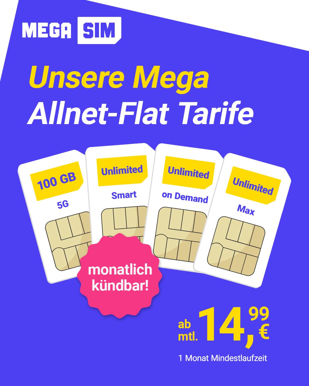 Unlimited Tarife bei MEGA SIM!